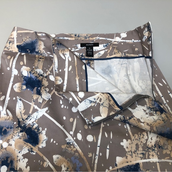 Womens Straight Skirt with side zip. Sz 12. Mocha/Wht/Blue Abstract, - Picture 6 of 9